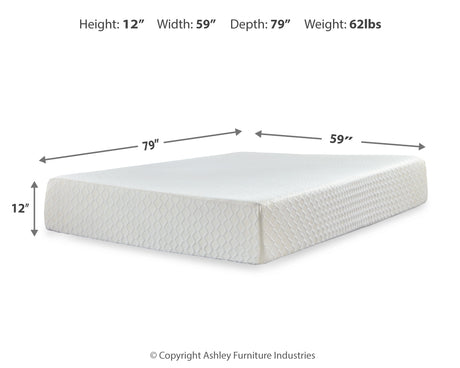 Chime 12 Inch Memory Foam White Queen Mattress in a Box from Ashley - Luna Furniture
