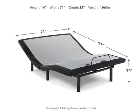 10 Inch Chime Memory Foam Mattress with Adjustable Base in White from Ashley Furniture - Luna Furniture