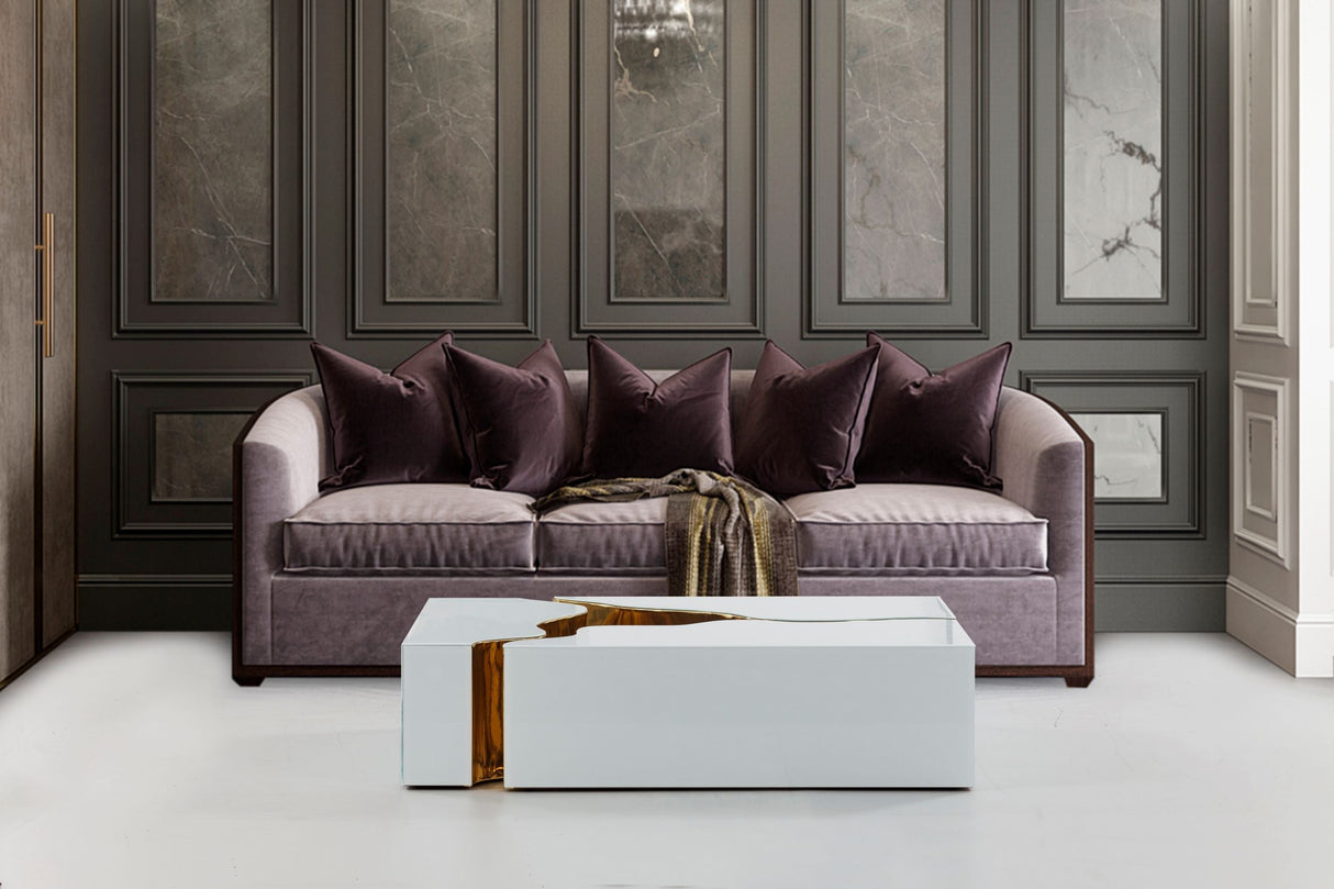 Dream Glass White/Gold 3-Piece Coffee Table from Nova Furniture - Luna Furniture