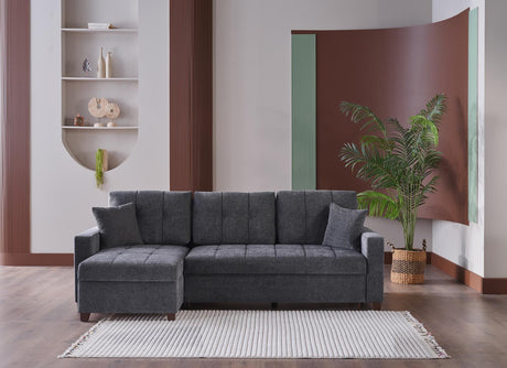 Mocca Selma Gray Reversible Storage Sleeper Sofa Chaise from Bellona - Luna Furniture