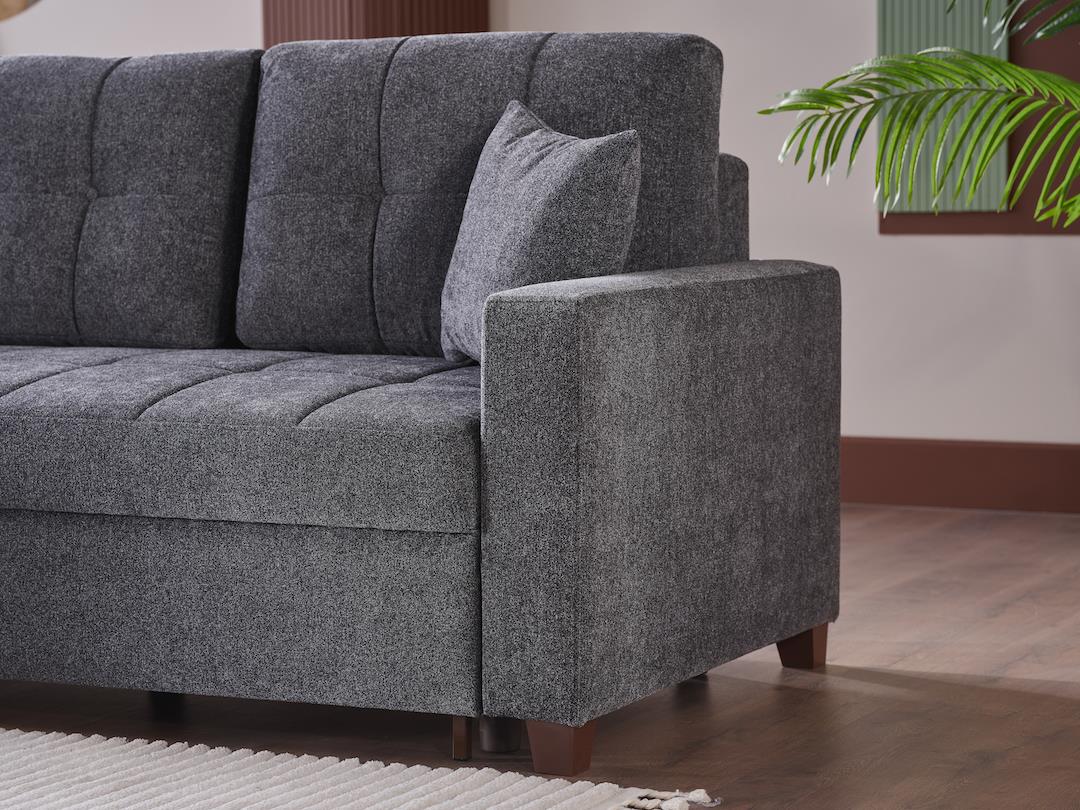 Mocca Selma Gray Reversible Storage Sleeper Sofa Chaise from Bellona - Luna Furniture
