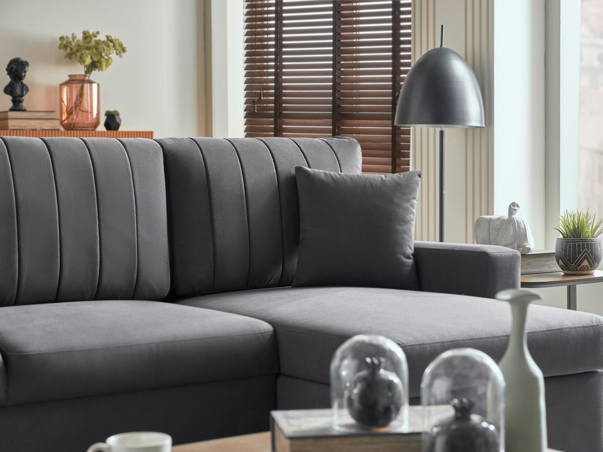 Mocca Zigana Gray Reversible Storage Sleeper Sofa Chaise from Bellona - Luna Furniture
