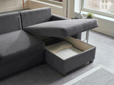 Mocca Zigana Gray Reversible Storage Sleeper Sofa Chaise from Bellona - Luna Furniture