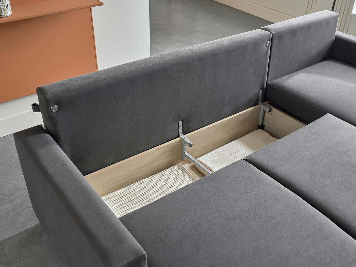 Mocca Zigana Gray Reversible Storage Sleeper Sofa Chaise from Bellona - Luna Furniture