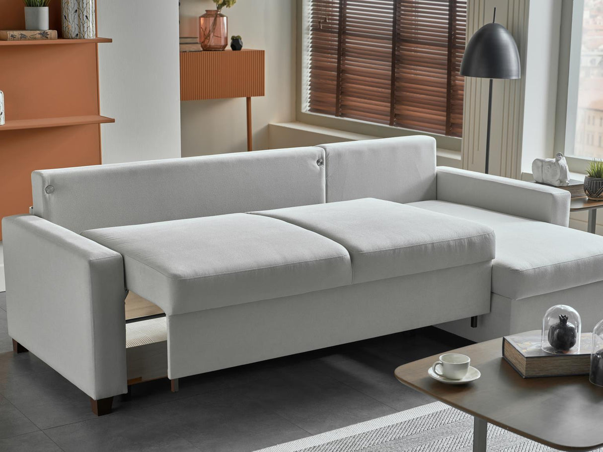 Mocca Zigana Cream Reversible Storage Sleeper Sofa Chaise from Bellona - Luna Furniture