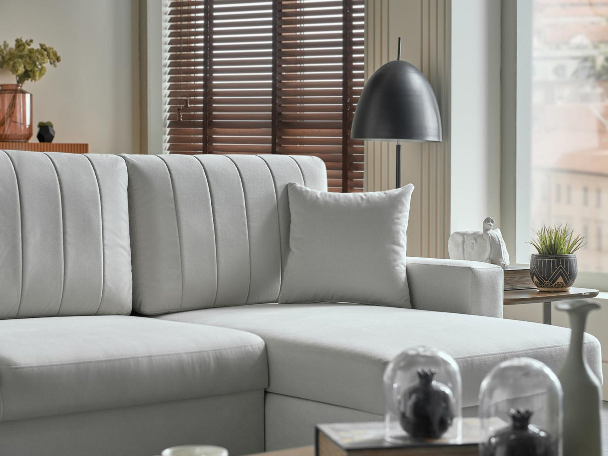 Mocca Zigana Cream Reversible Storage Sleeper Sofa Chaise from Bellona - Luna Furniture