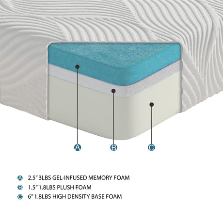 MT-G10ET White 10" TWIN XL GEL-INFUSED MEMORY FOAM MATTRESS from Homelegance - Luna Furniture