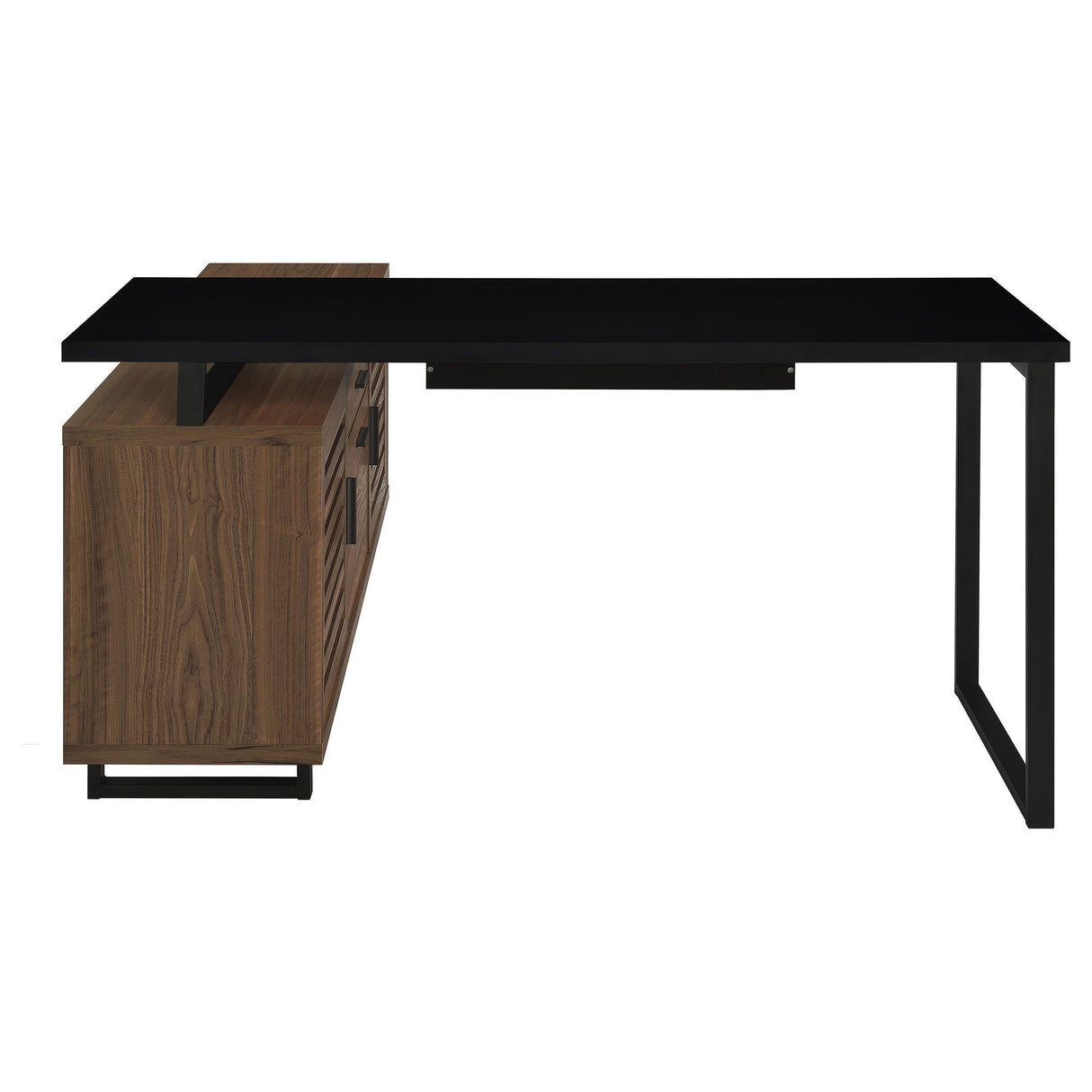 Maddox Black and Walnut L-Shape Office Computer Desk from Coaster - Luna Furniture