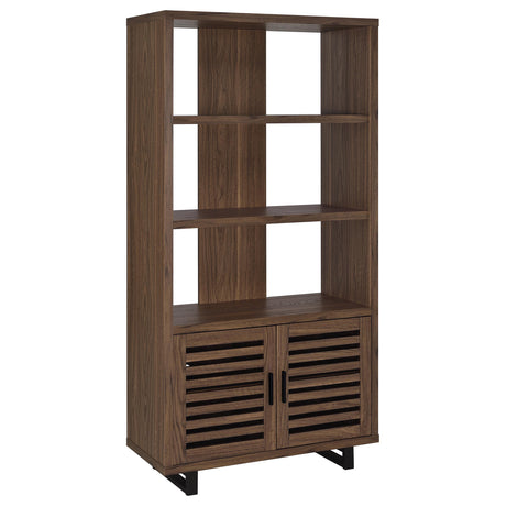 Maddox Walnut 71-inch 3-Shelf Cabinet Bookcase from Coaster - Luna Furniture