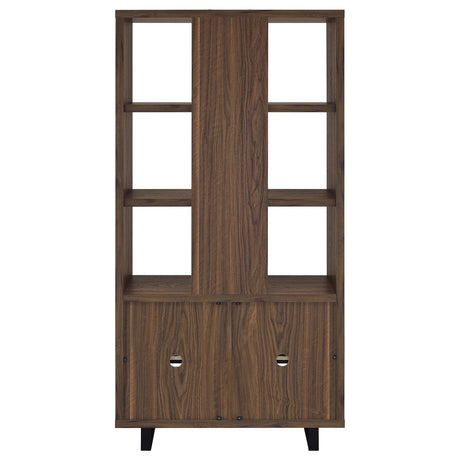 Maddox Walnut 71-inch 3-Shelf Cabinet Bookcase from Coaster - Luna Furniture