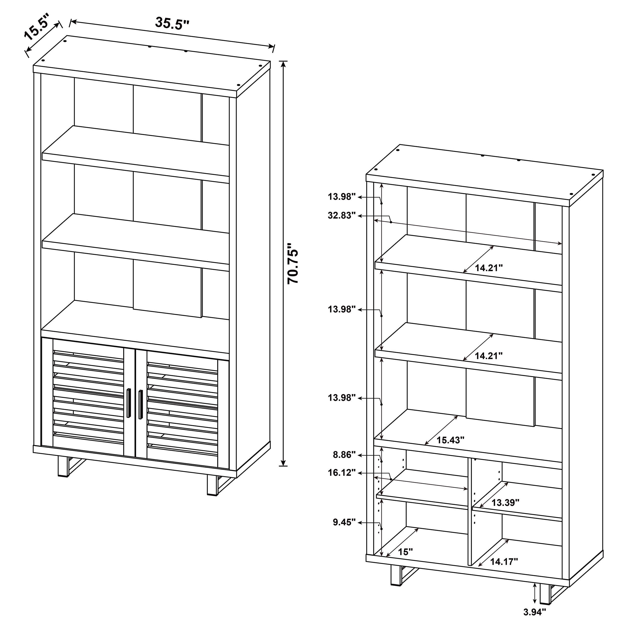 Coaster Maddox Walnut 71-inch 3-Shelf Cabinet Bookcase – Luna