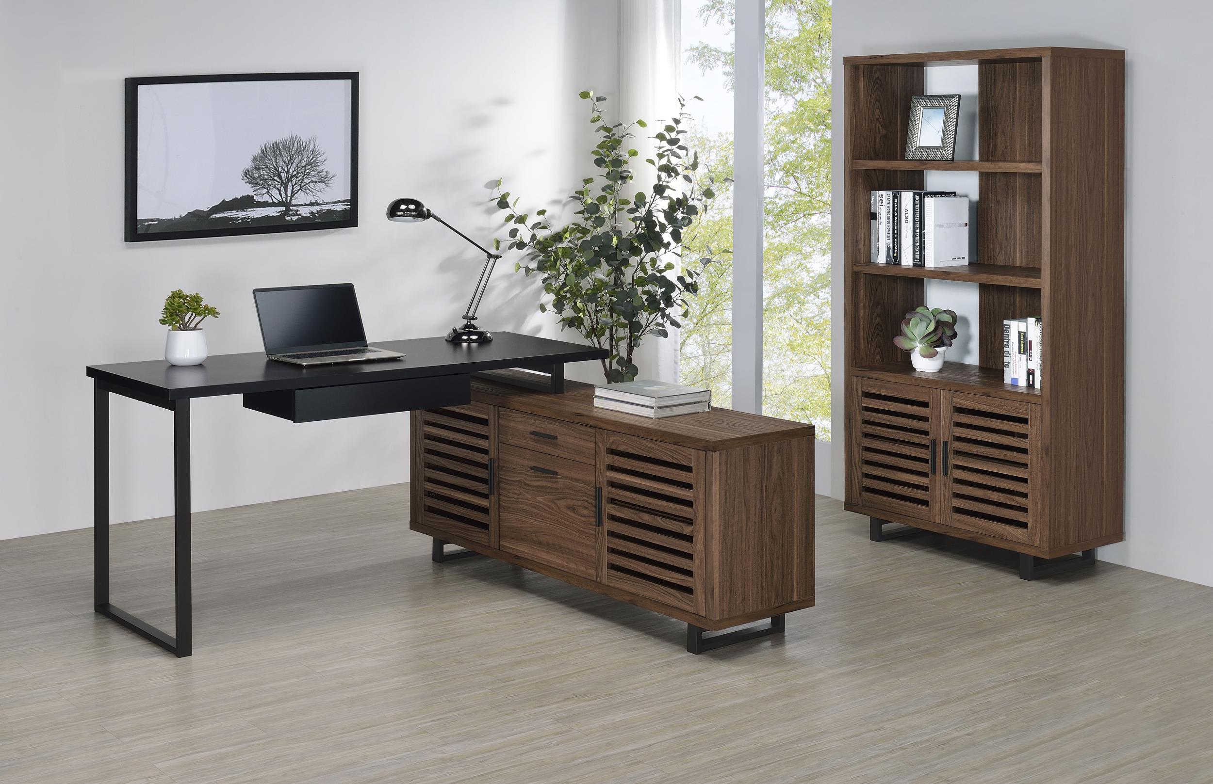 Coaster Maddox Walnut 71-inch 3-Shelf Cabinet Bookcase – Luna