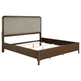 Maderia Walnut 57-inch Upholstered Eastern King Panel Bed from Coaster - Luna Furniture