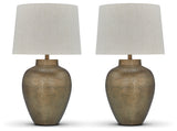 Madney 2-Piece Table Lamp Set in Antique Gold Finish from Ashley - Luna Furniture