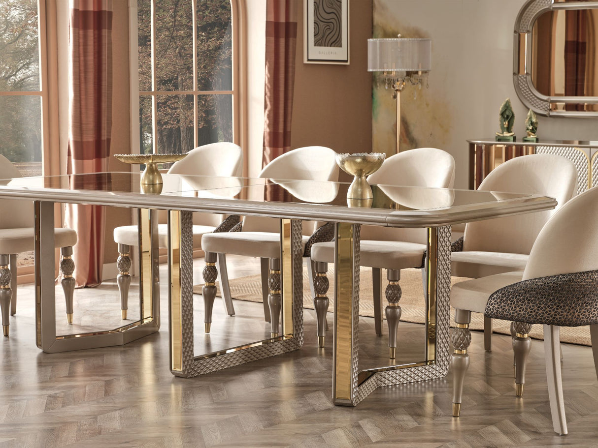 Madrid Diningroom (Dining Table & 6 Dining Chair & Consol With Mirror) from Furnia - Luna Furniture