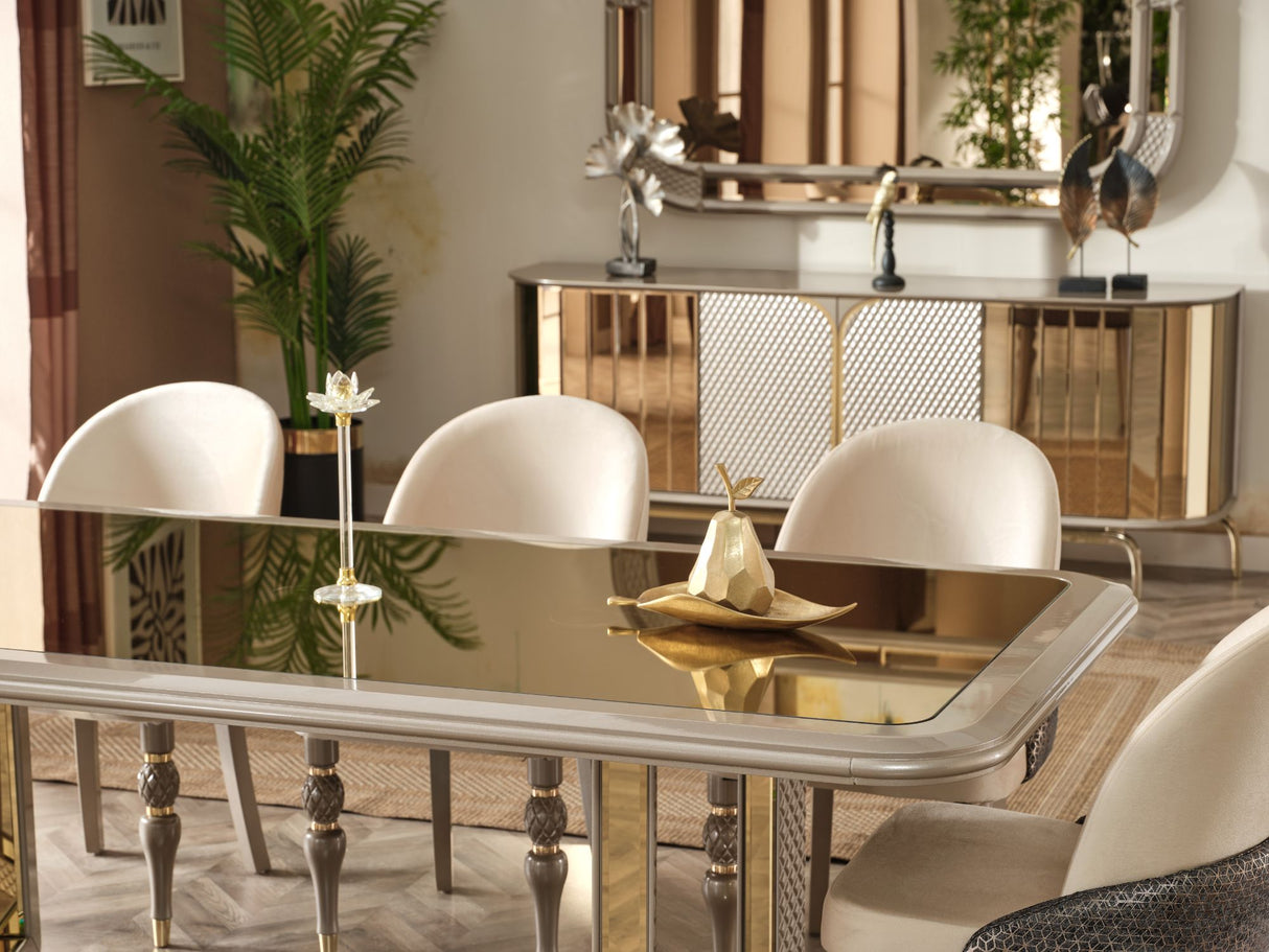 Madrid Diningroom (Dining Table & 6 Dining Chair & Consol With Mirror) from Furnia - Luna Furniture