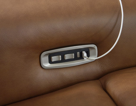 Magic Man Caramel 6-Piece Power Reclining Sectional with Console from Ashley - Luna Furniture