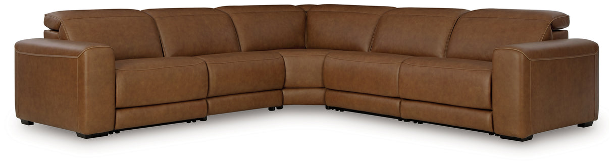 Magic Man Caramel 5-Piece Power Reclining Sectional from Ashley - Luna Furniture