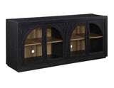 Magnolia Black 5-Piece Round Dining Set with Wooden Seat Chair from Steve Silver - Luna Furniture