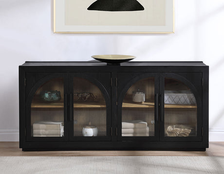 Magnolia Black 5-Piece Round Dining Set with Wooden Seat Chair from Steve Silver - Luna Furniture