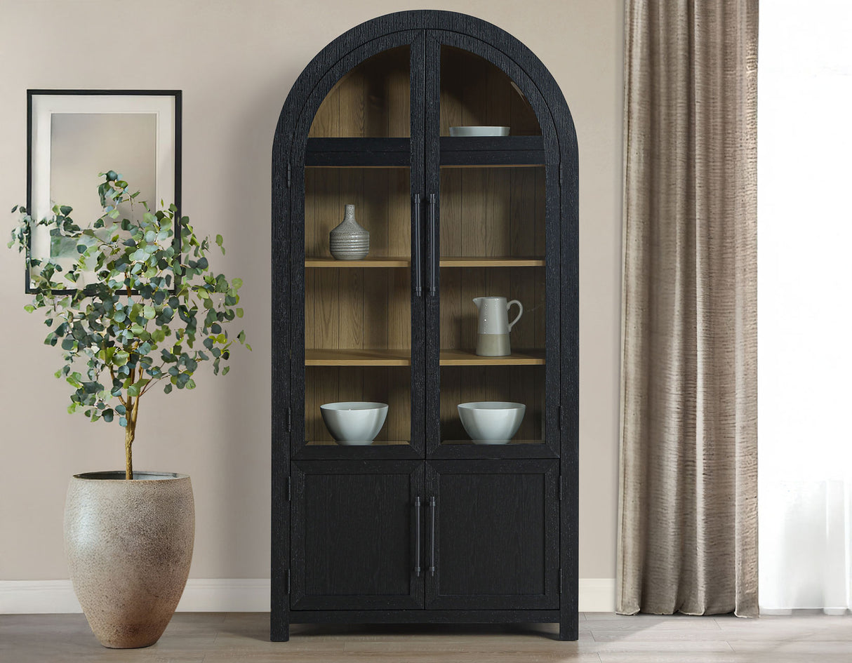 Magnolia Black Curio with Weathered Sand Interior from Steve Silver - Luna Furniture