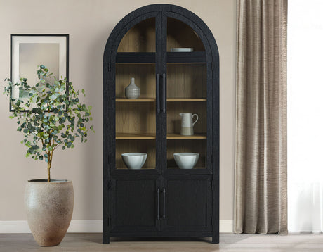 Magnolia Black Curio with Weathered Sand Interior from Steve Silver - Luna Furniture