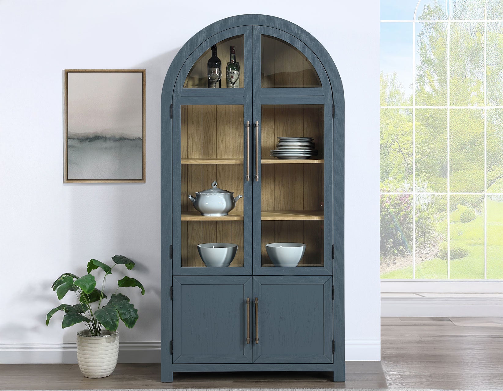 Steve Silver Magnolia Cathedral Doored Server, Dusty Blue Finish