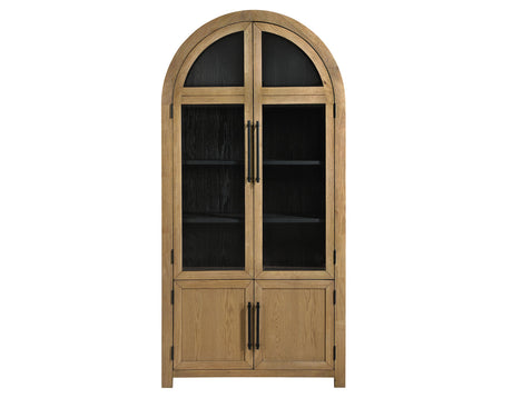 Magnolia Weathered Sand Curio with Black Interior from Steve Silver - Luna Furniture