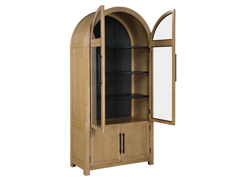 Magnolia Weathered Sand Curio with Black Interior from Steve Silver - Luna Furniture