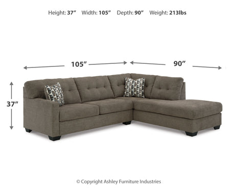 Mahoney Chocolate 2-Piece Sectional with Ottoman from Ashley - Luna Furniture