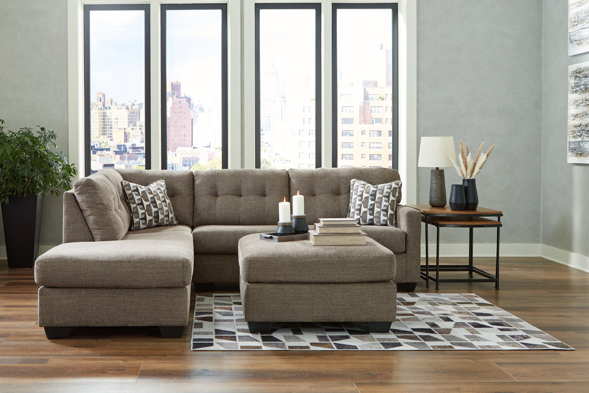 Mahoney Chocolate 2-Piece Sectional with Ottoman from Ashley - Luna Furniture