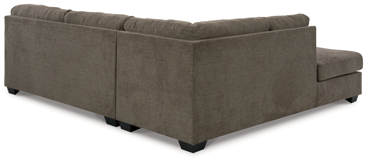 Mahoney Chocolate 2-Piece Sectional with Ottoman from Ashley - Luna Furniture