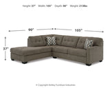 Mahoney Chocolate 2-Piece Sectional with Ottoman from Ashley - Luna Furniture