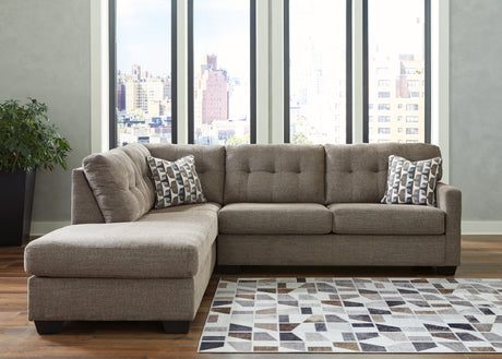 Mahoney Chocolate 2-Piece Sectional with Ottoman from Ashley - Luna Furniture