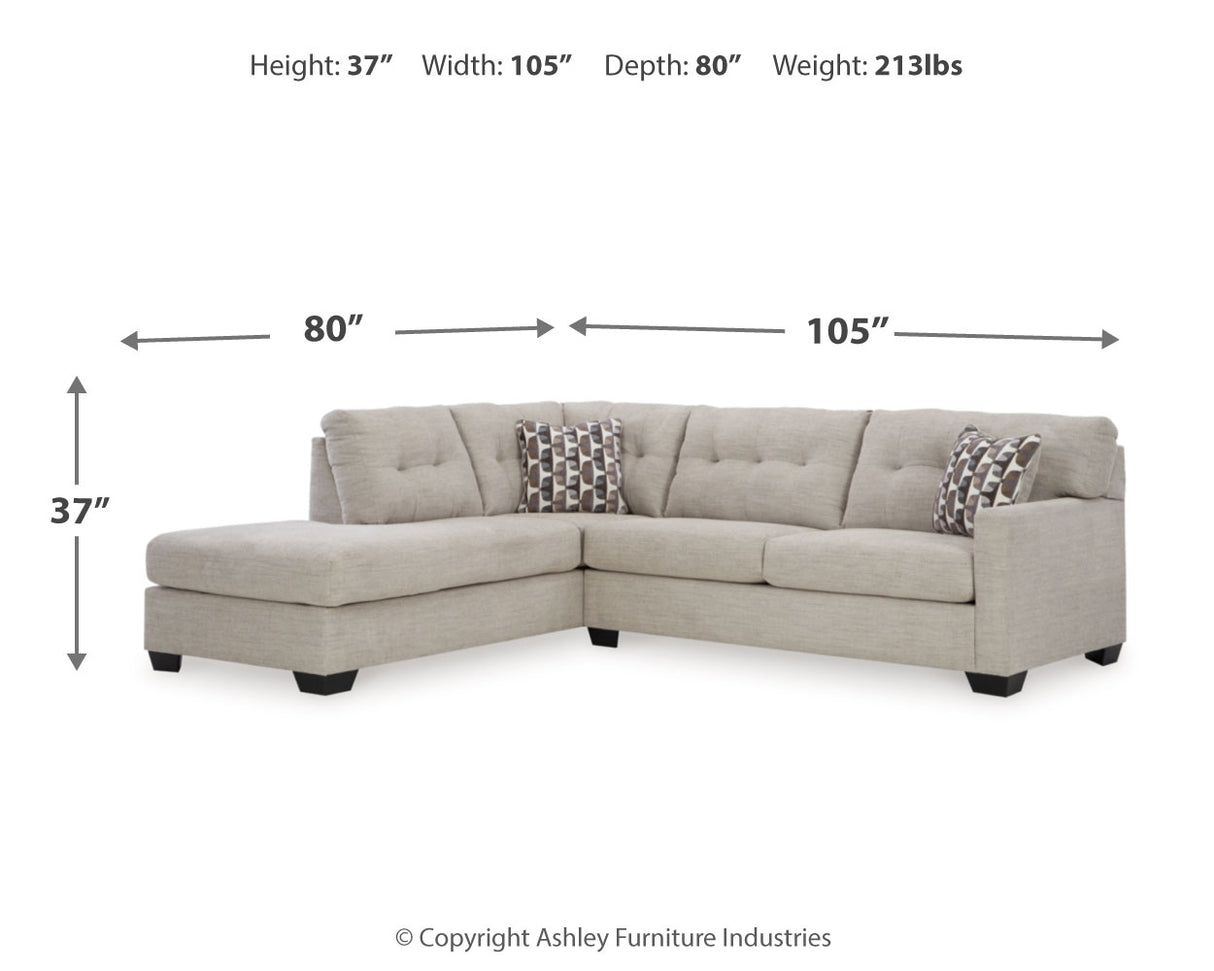 Mahoney Pebble 2-Piece Sectional with Ottoman from Ashley - Luna Furniture