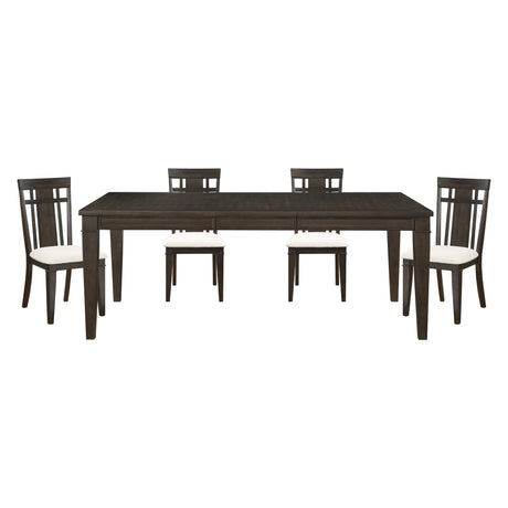 Makah Dark Brown/Beige 5-Piece 78" Extendable Dining Set from Homelegance - Luna Furniture