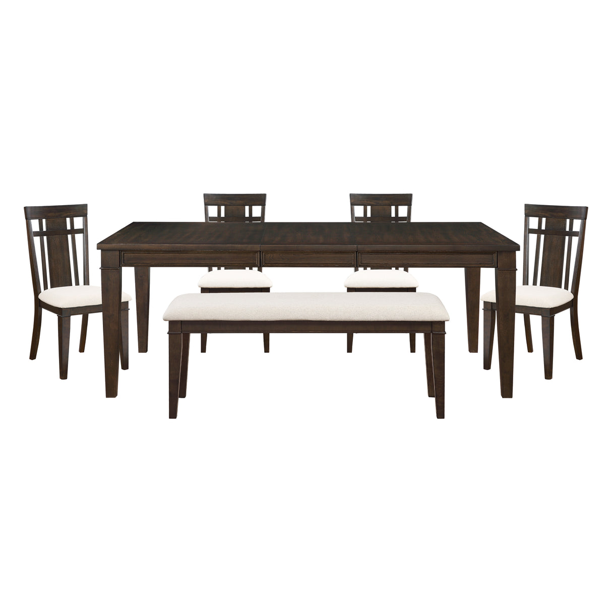 Makah Dark Brown/Beige 6-Piece 78" Extendable Dining Set with Bench from Homelegance - Luna Furniture