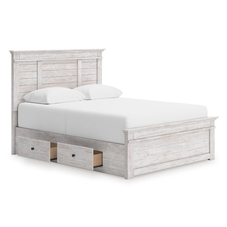 Makidern Whitewash Full Panel Bed with Storage from Ashley - Luna Furniture