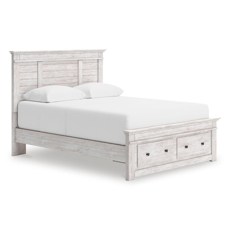 Makidern Whitewash Full Panel Storage Bed from Ashley - Luna Furniture