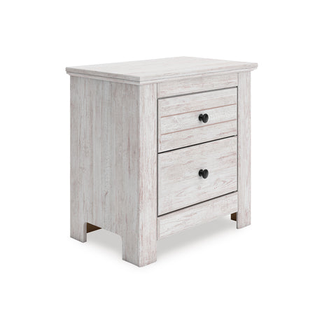 Makidern Whitewash Storage Panel Bedroom Set with 4 Drawers from Ashley - Luna Furniture