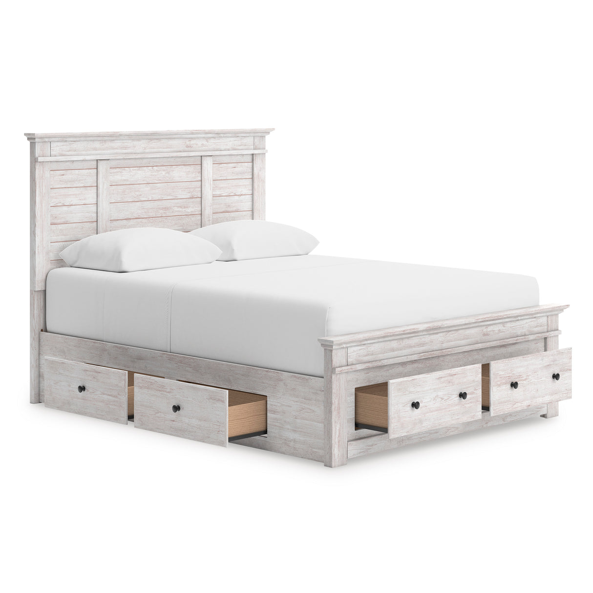 Makidern Whitewash Queen Panel Storage Bed from Ashley Furniture - Luna Furniture
