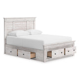 Makidern Whitewash Queen Panel Storage Bed from Ashley Furniture - Luna Furniture