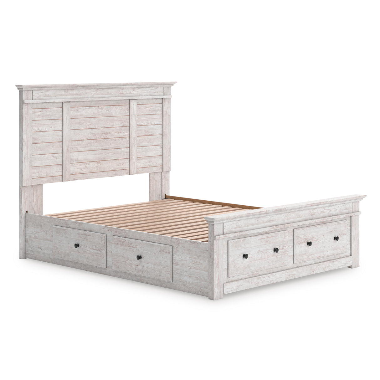 Makidern Whitewash Queen Panel Storage Bed from Ashley Furniture - Luna Furniture
