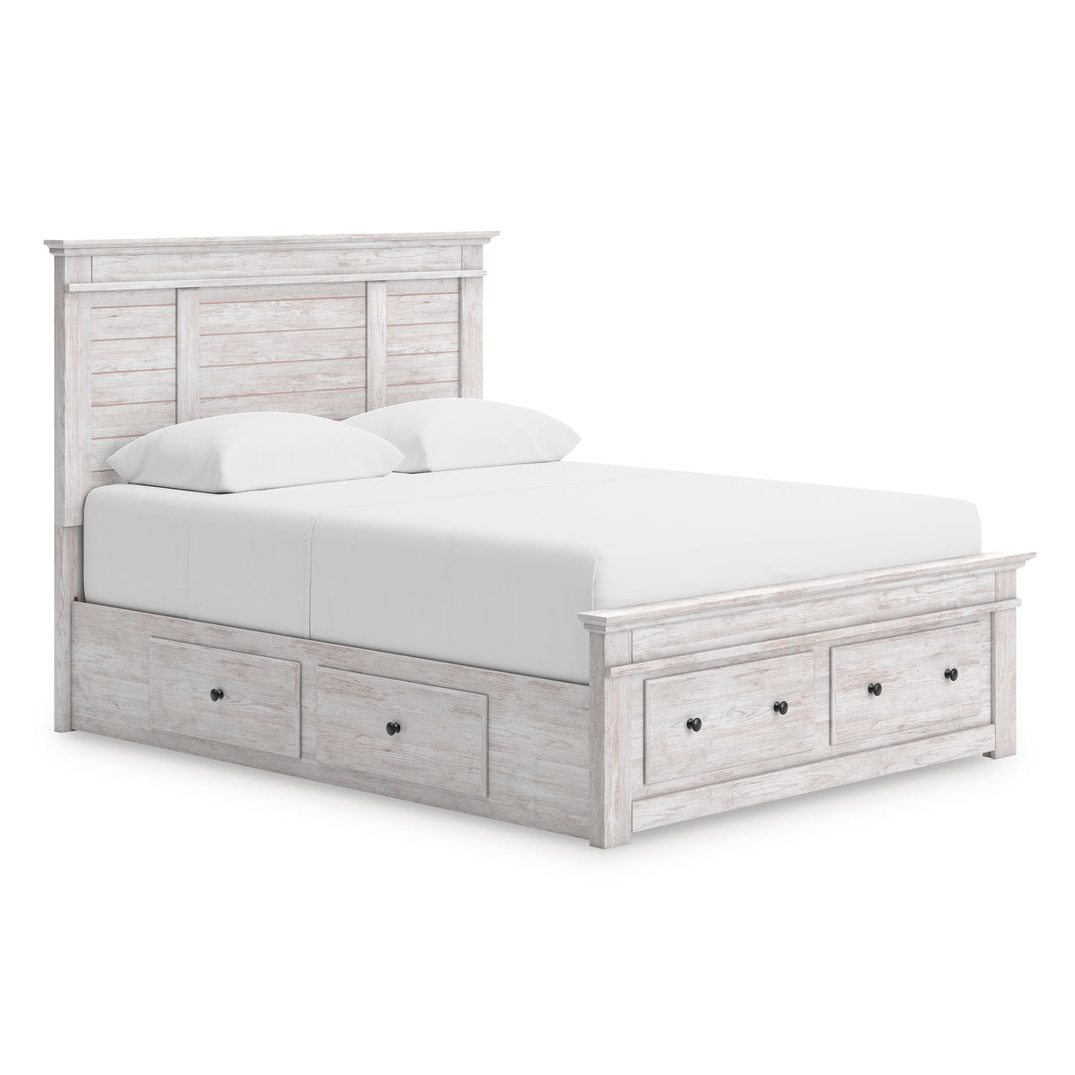 Makidern Whitewash Queen Panel Storage Bed from Ashley Furniture - Luna Furniture
