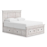 Makidern Whitewash Queen Panel Storage Bed from Ashley Furniture - Luna Furniture