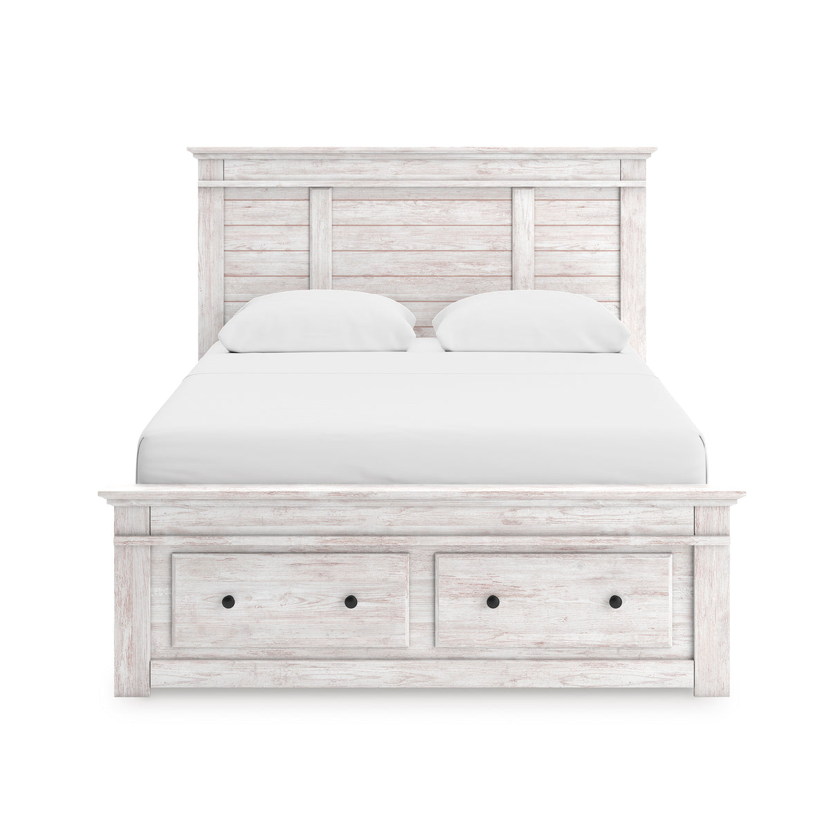 Makidern Whitewash Queen Panel Storage Bed from Ashley Furniture - Luna Furniture