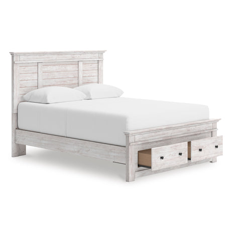 Makidern Whitewash Full Panel Storage Bed from Ashley - Luna Furniture