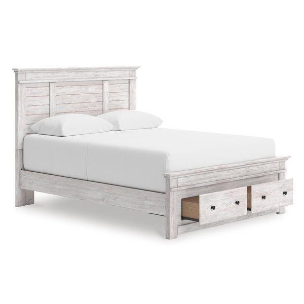 Makidern Whitewash Twin Panel Storage Bed