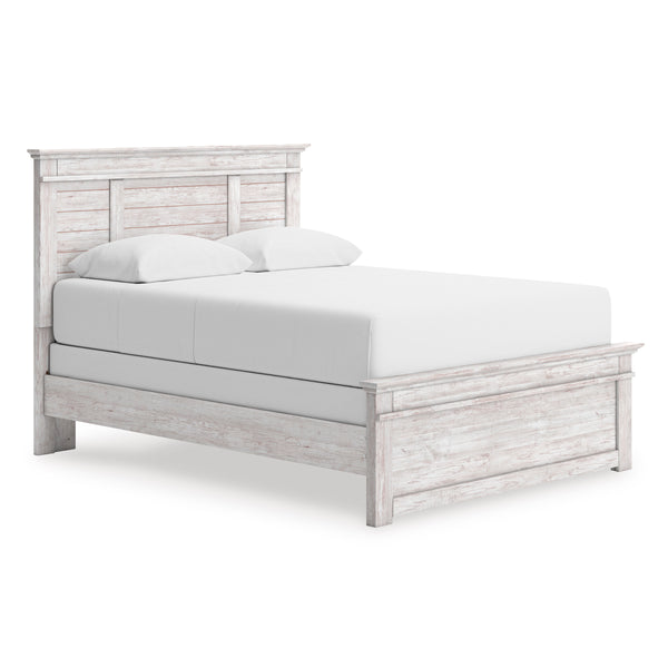 Makidern Whitewash Full Panel Bed