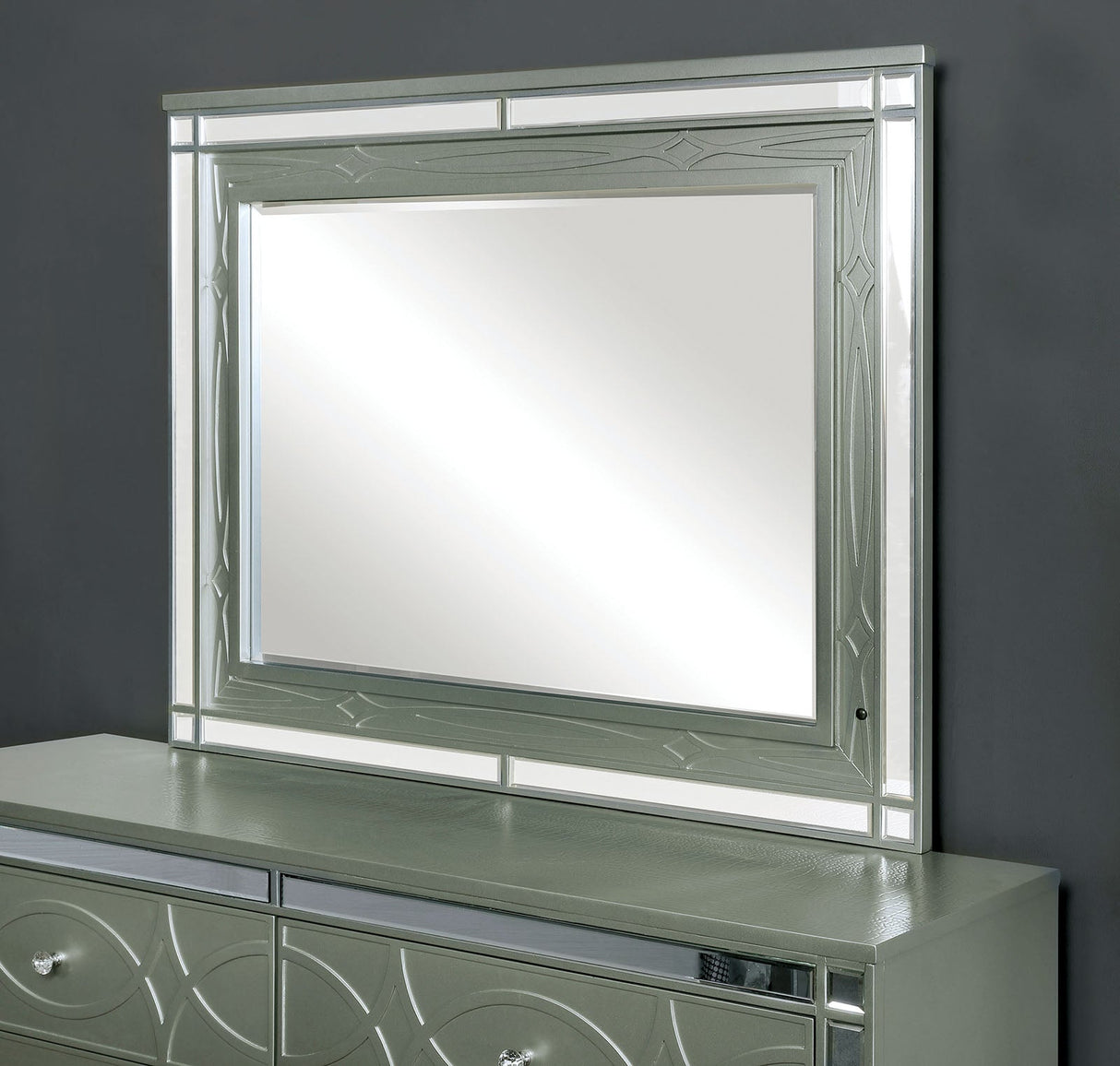 Manar Silver Mirror (Mirror Only) from Furniture of America - Luna Furniture